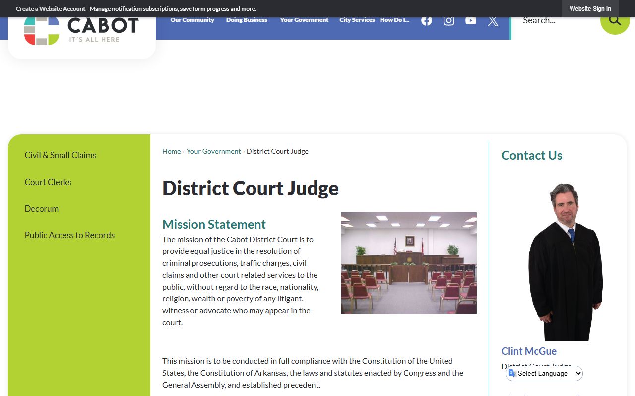 Cabot District Court information