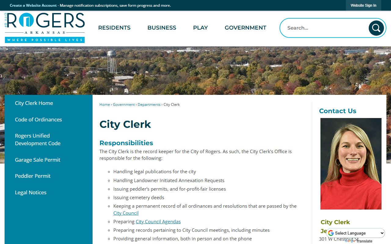 Rogers City Clerk municipal records access