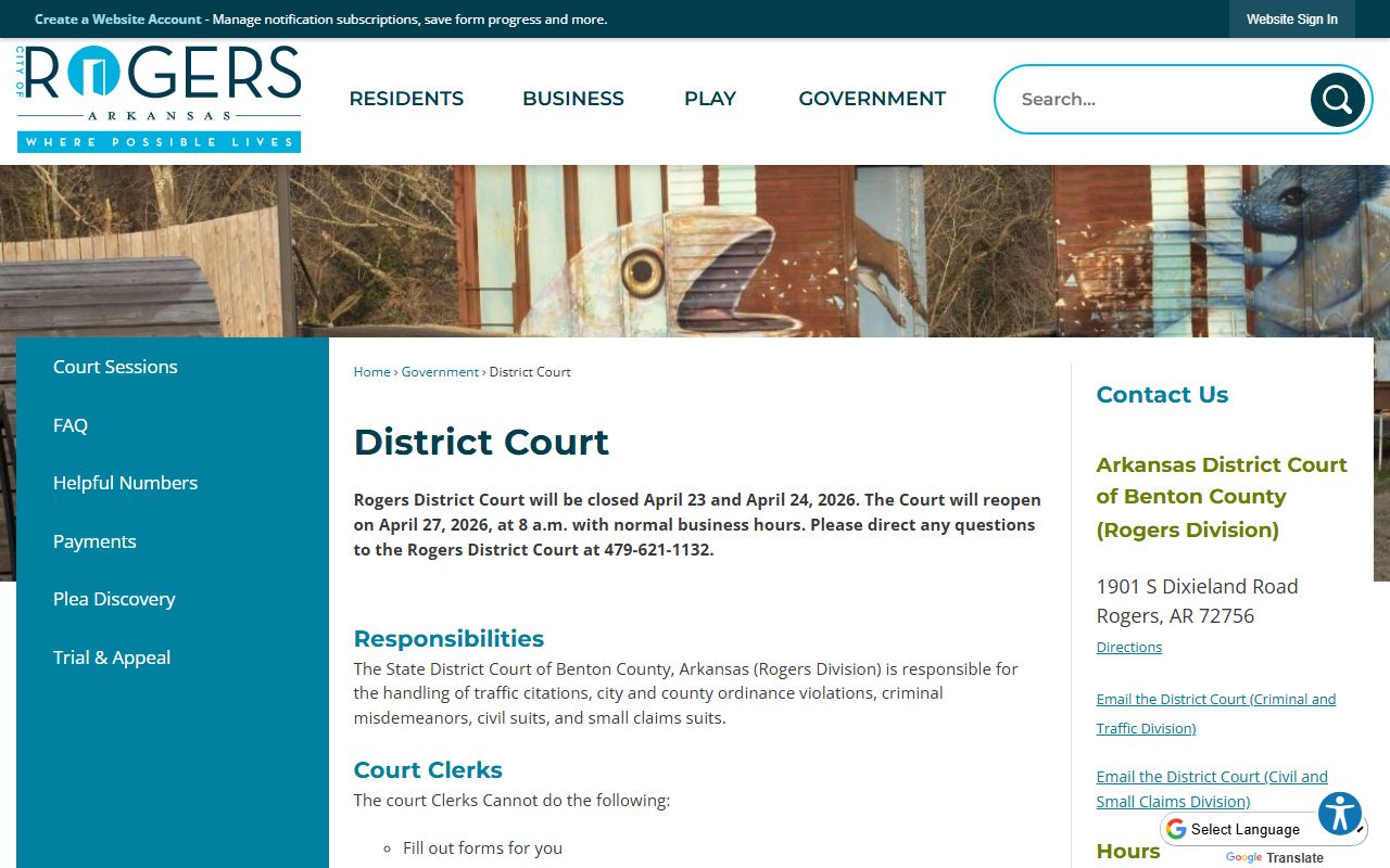 Rogers District Court court records search