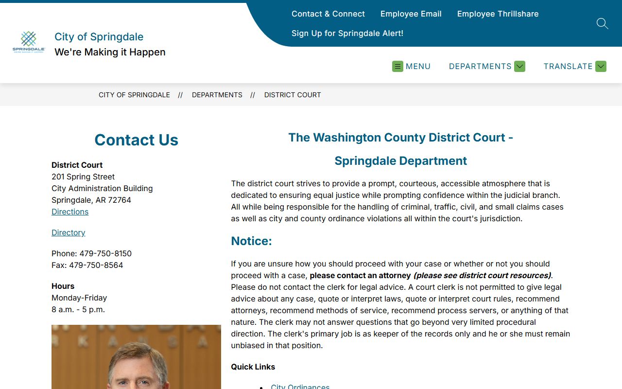 Springdale District Court court records and case search