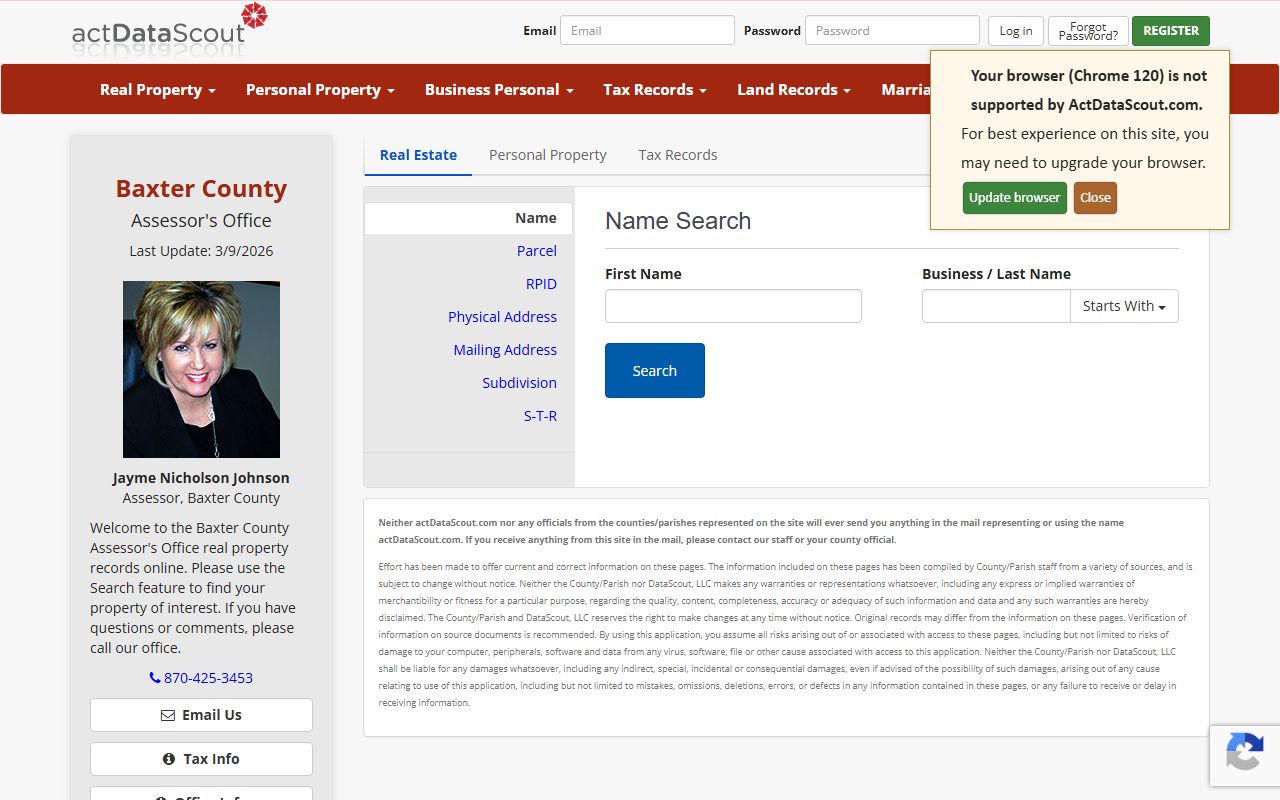 ActDataScout property records for Baxter County Court Records