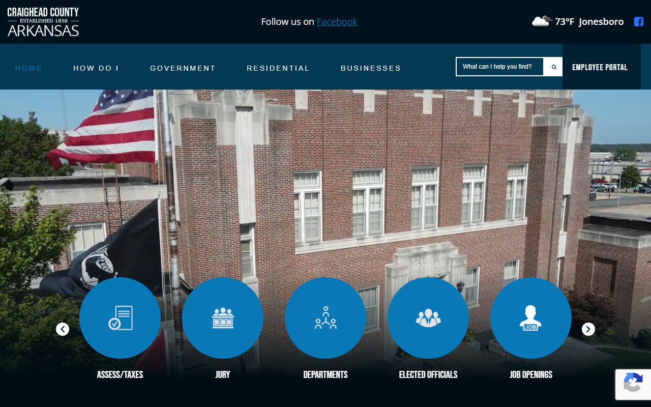 Craighead County government portal linking to court records and services