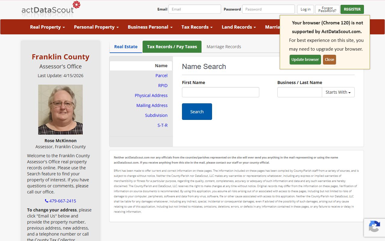 Franklin County land records online for property and court filing research