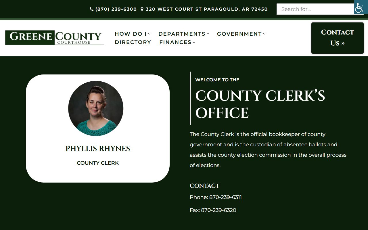 Greene County Clerk office in Paragould for county records and court records reference