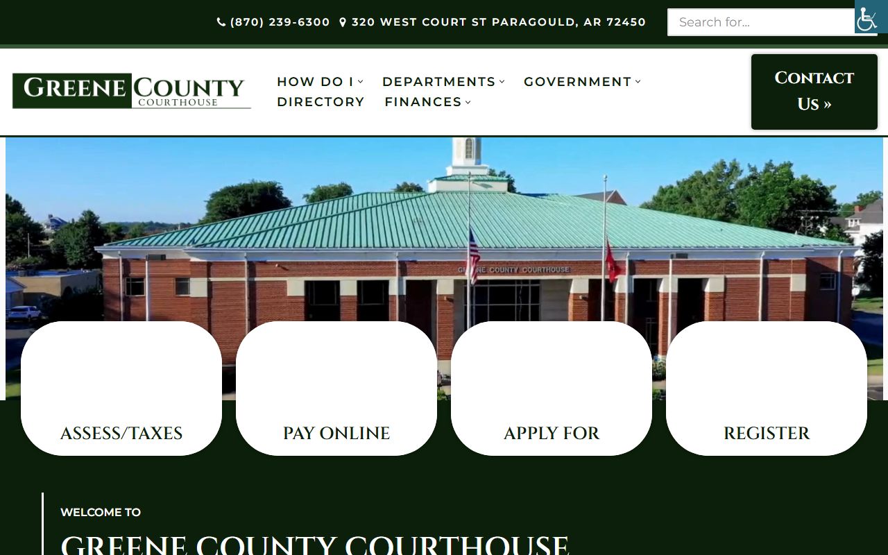 Greene County government website with links to court records and county offices in Paragould
