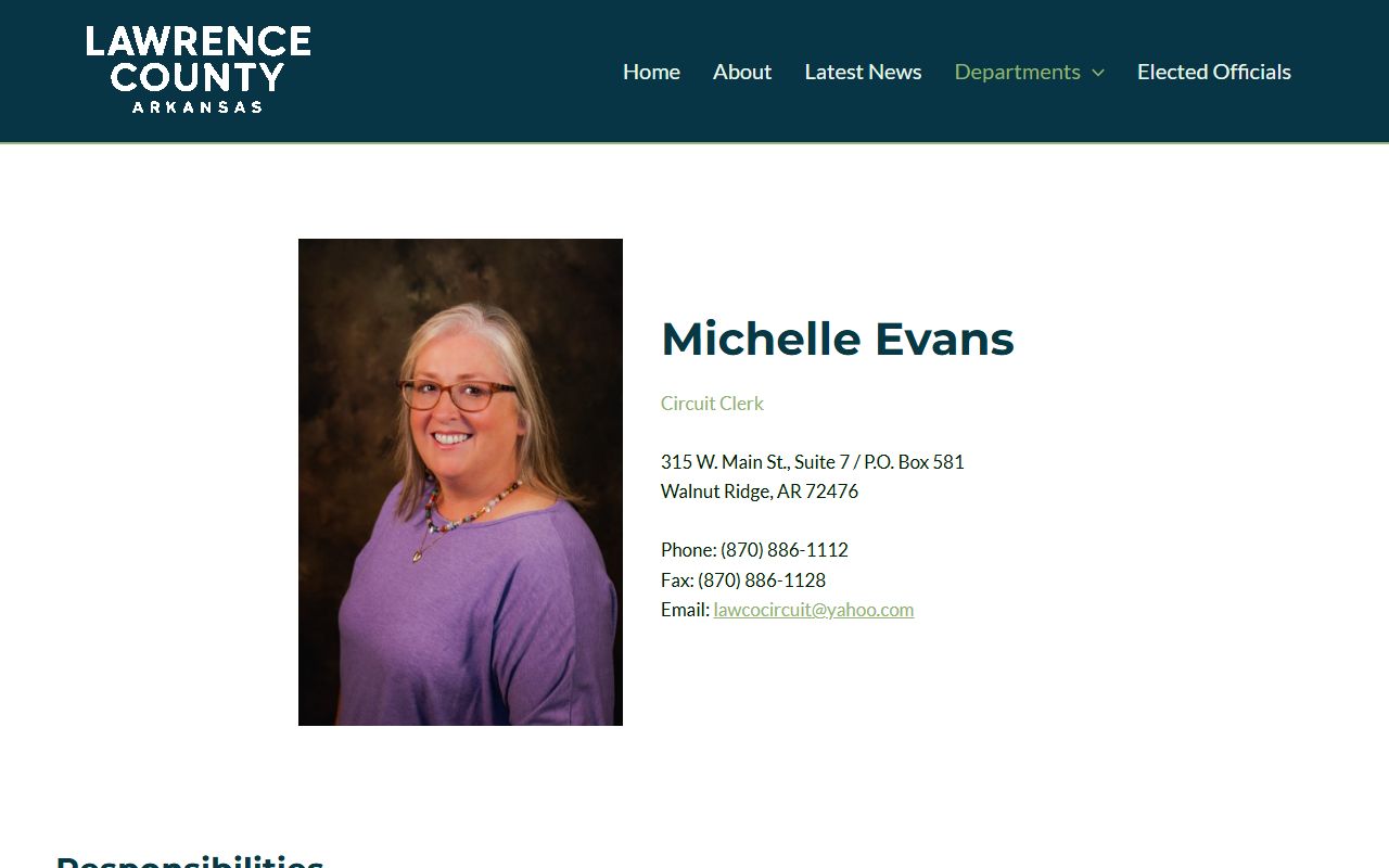 Lawrence County Circuit Clerk website in Walnut Ridge Arkansas