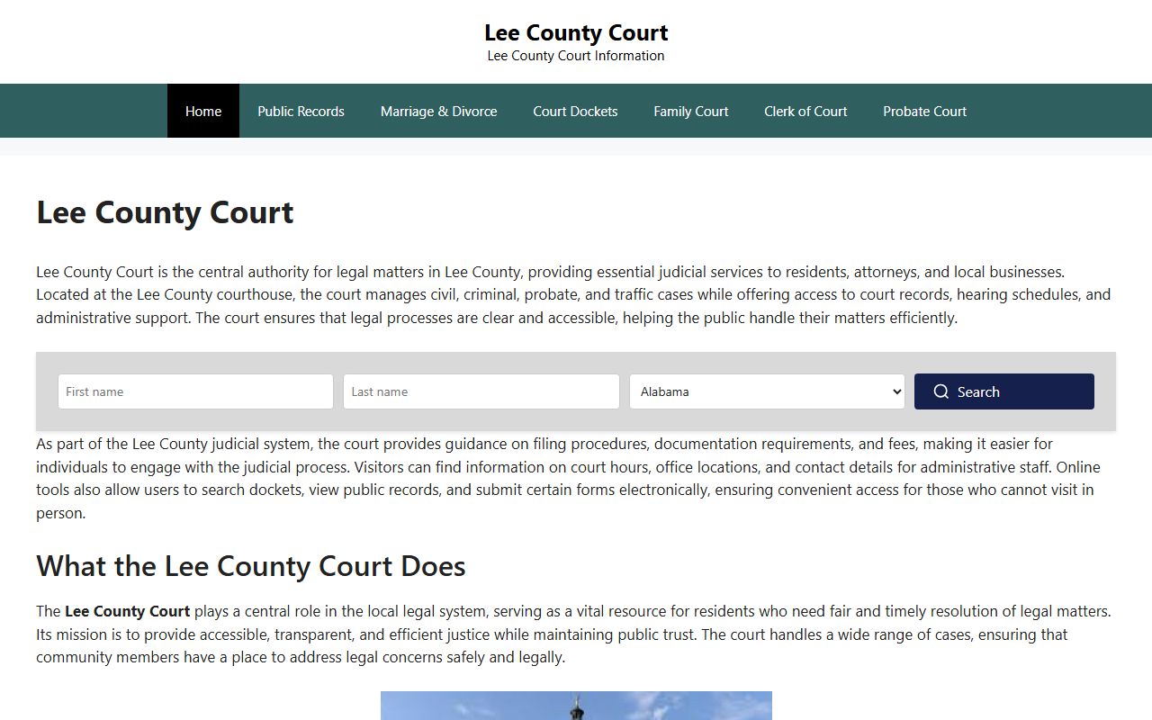 Lee County Circuit Clerk court portal in Marianna Arkansas