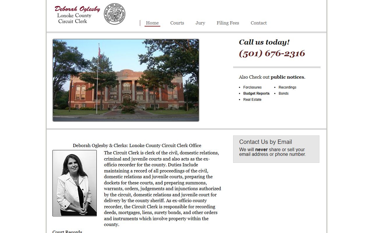 Lonoke County Circuit Clerk website with online court records services