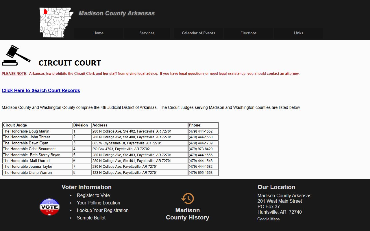 Madison County Circuit Clerk office website