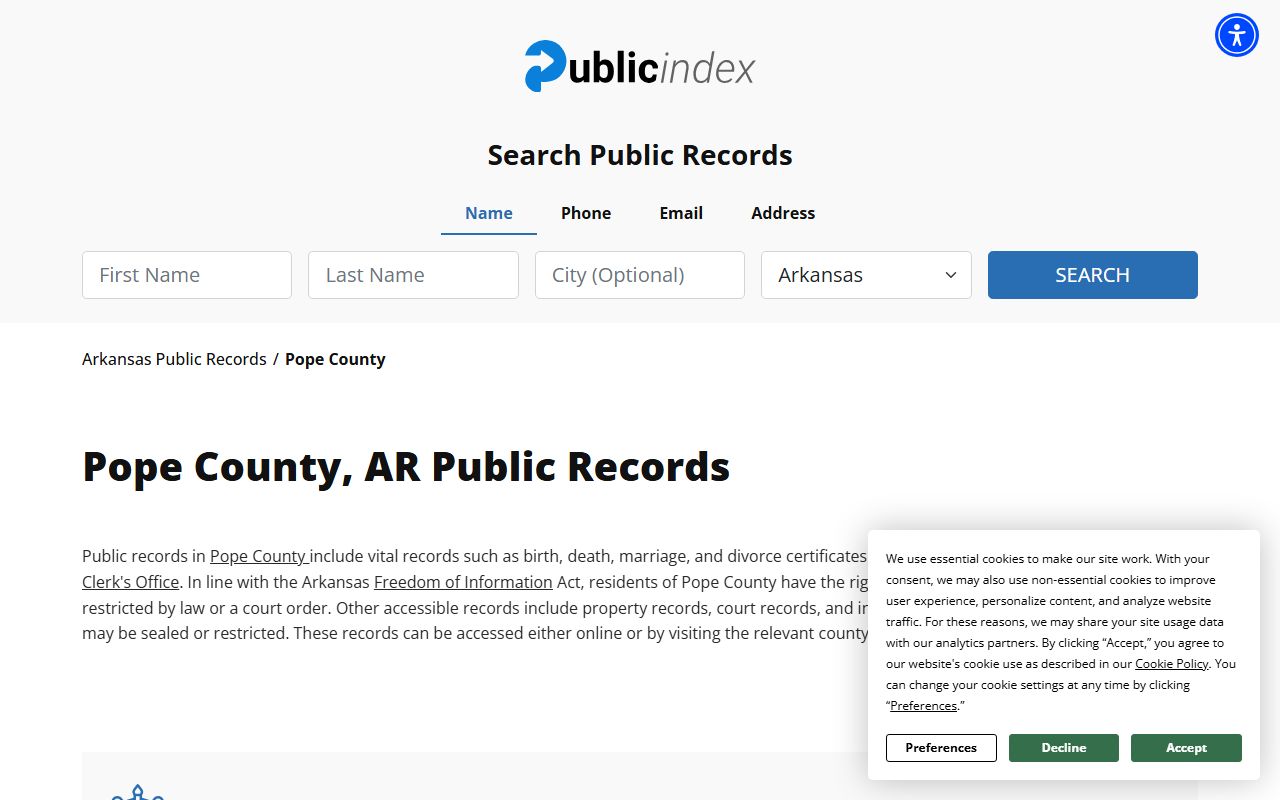 Pope County Public Index court records search