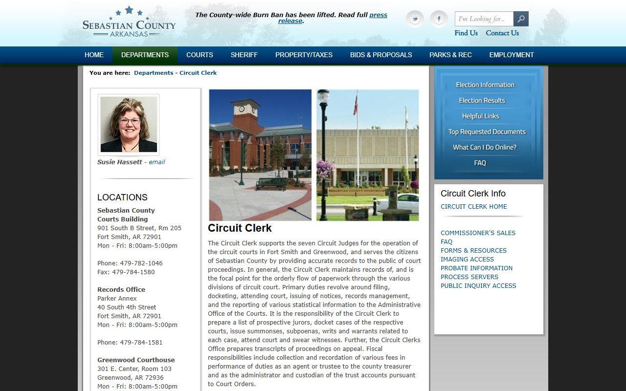Sebastian County Circuit Clerk court records department