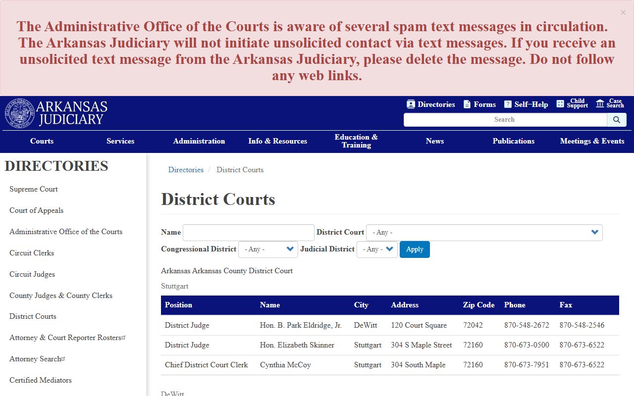 Arkansas District Courts Information - Misdemeanor and Traffic Court Records