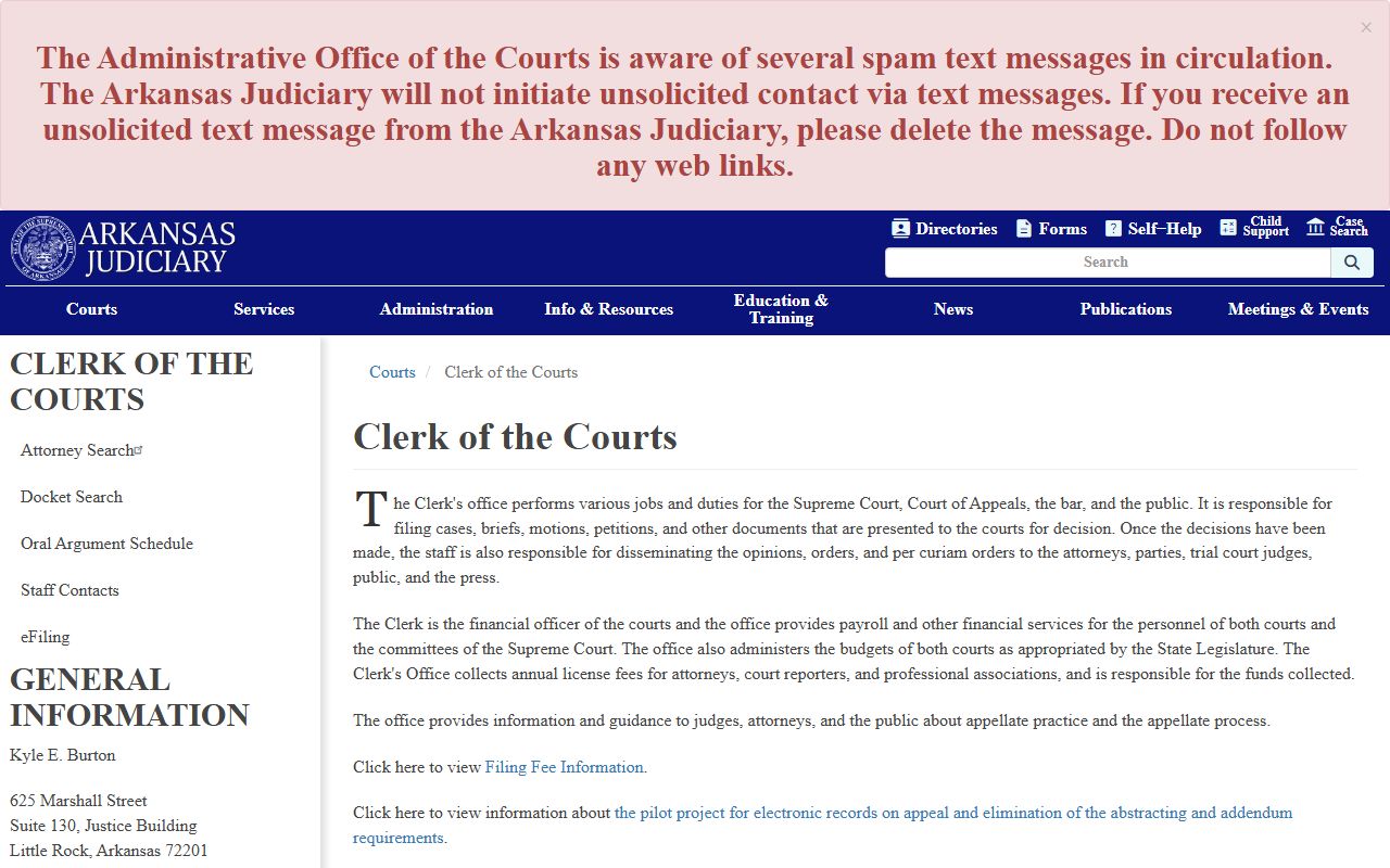 Arkansas Clerk of the Courts Appellate Court Records