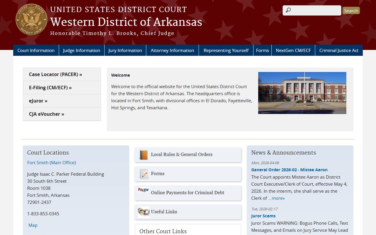 Federal Court Western District Arkansas - Federal Court Records
